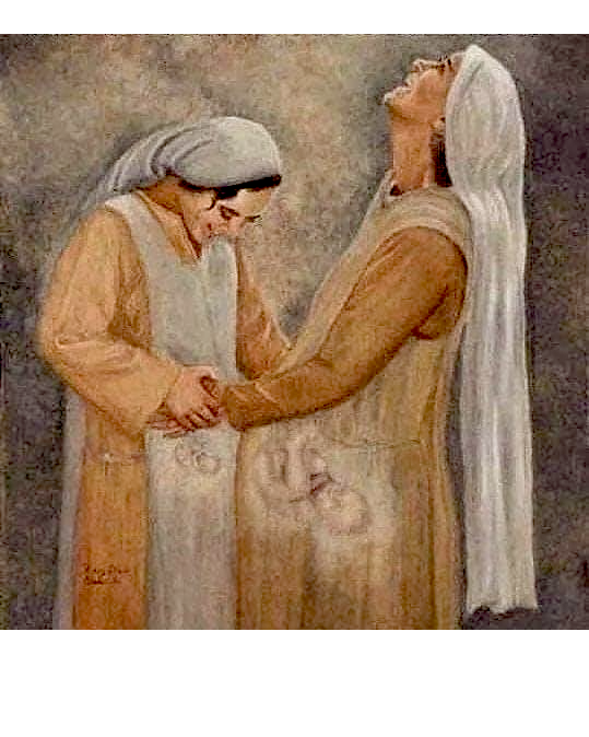 Recognizing Jesus, Elizabeth's baby leaps in her womb.