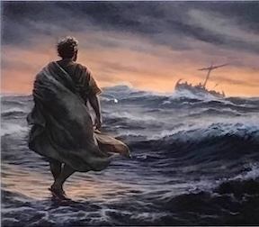 Picture of Jesus walking on water.